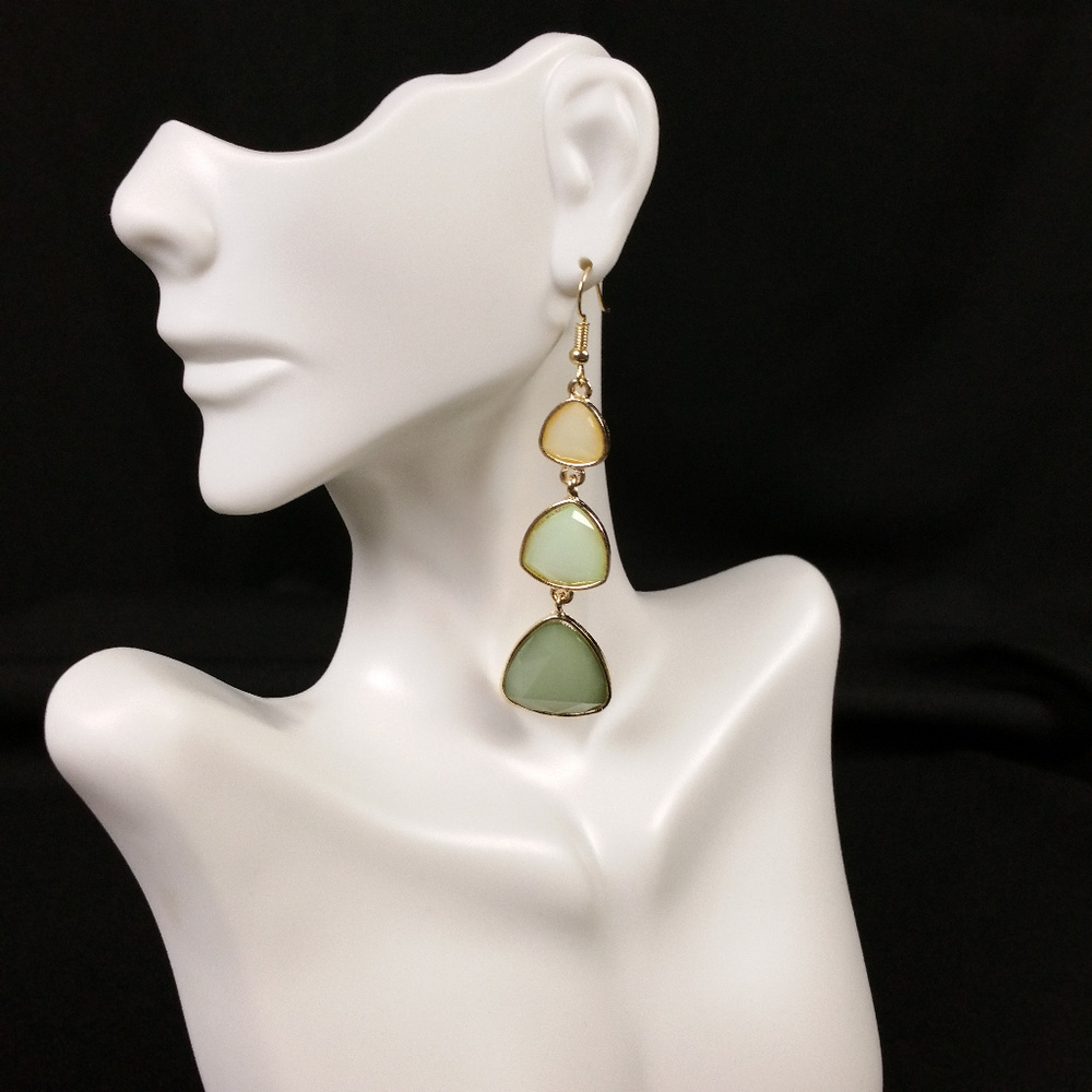 Melody Brand Cream Green Drop Dangle Earrings